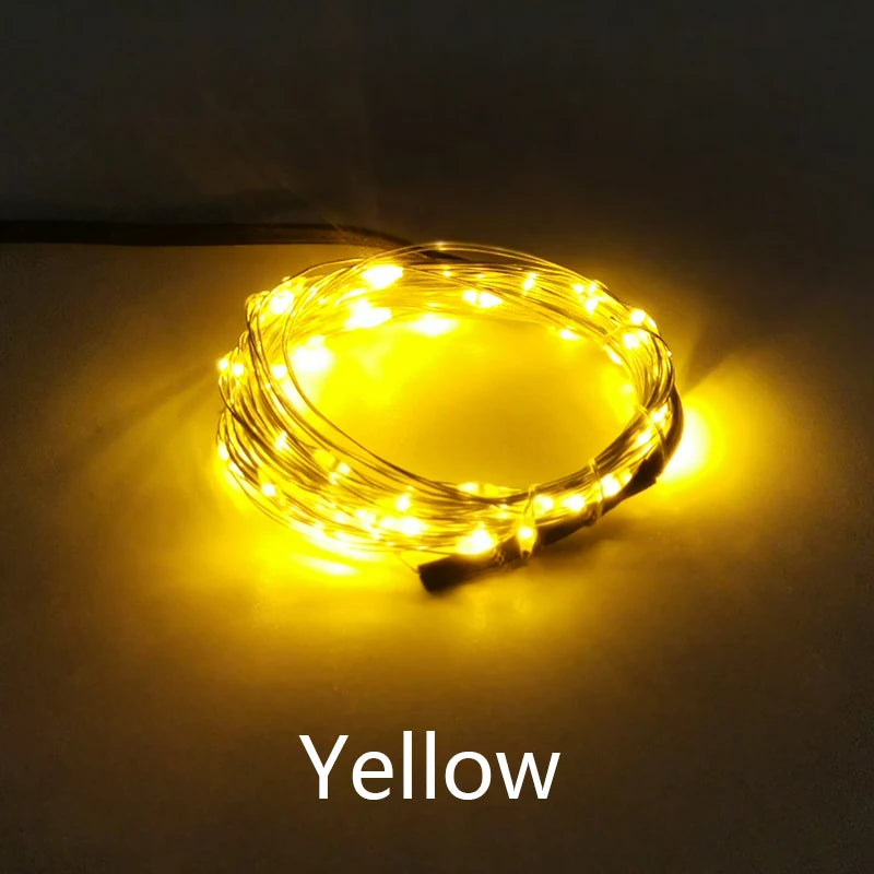 Guirlande lumineuse LED fil cuivre 12V multicolore 5M 10M 50 100 LEDs moderne
