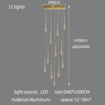 Suspension moderne dorée gouttes pluie opaques lumière chaude lumière blanche 90 260V