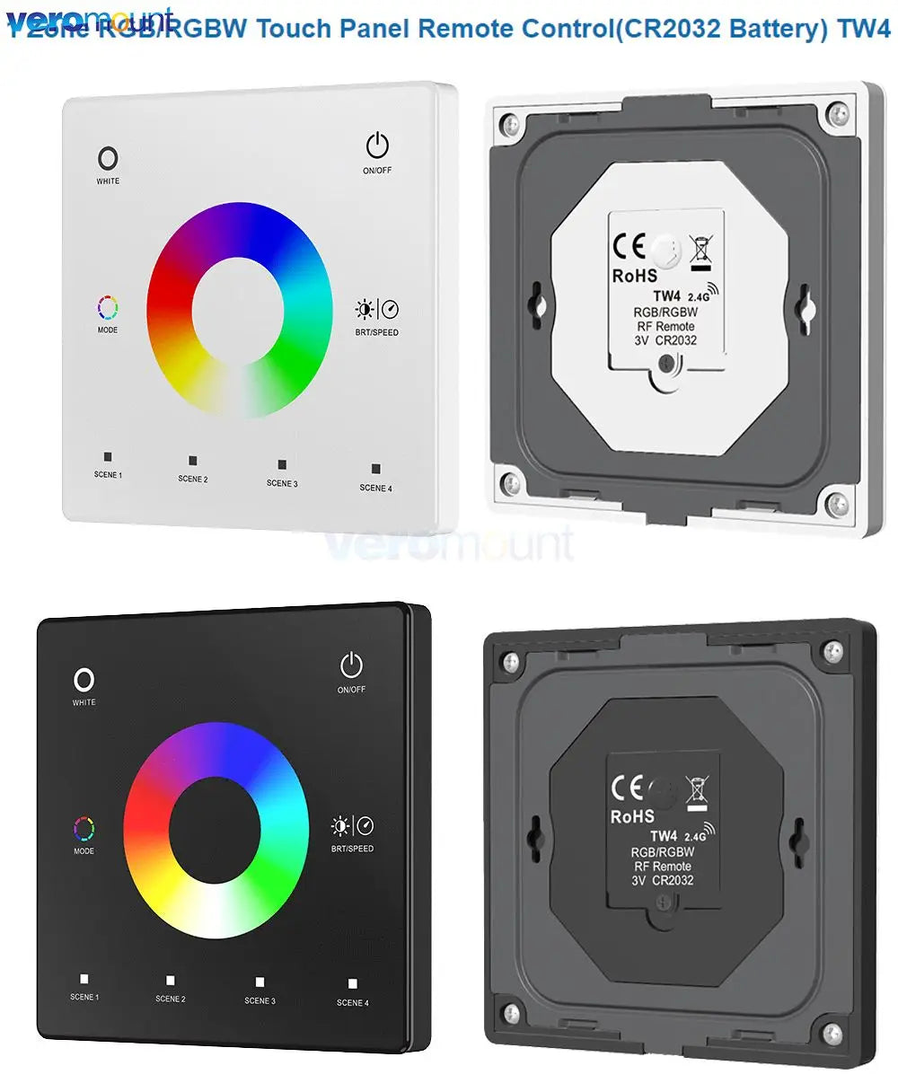 contrôleur rf 2.4g led wall mounted touch panel zone rgb cct dimming veromount