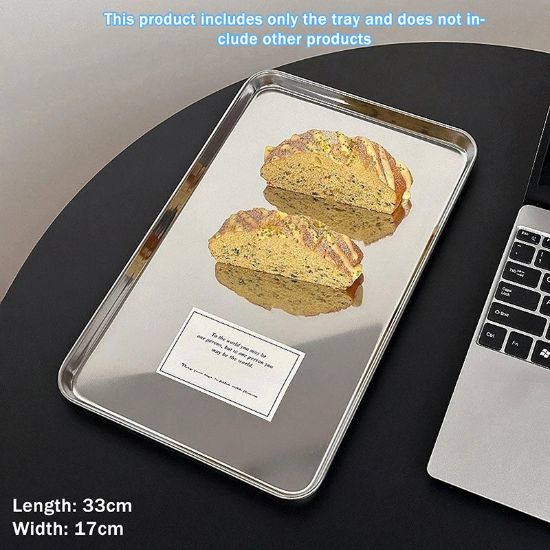 plateau rectangulaire argenté lisse moderne service table gâteau boisson pain