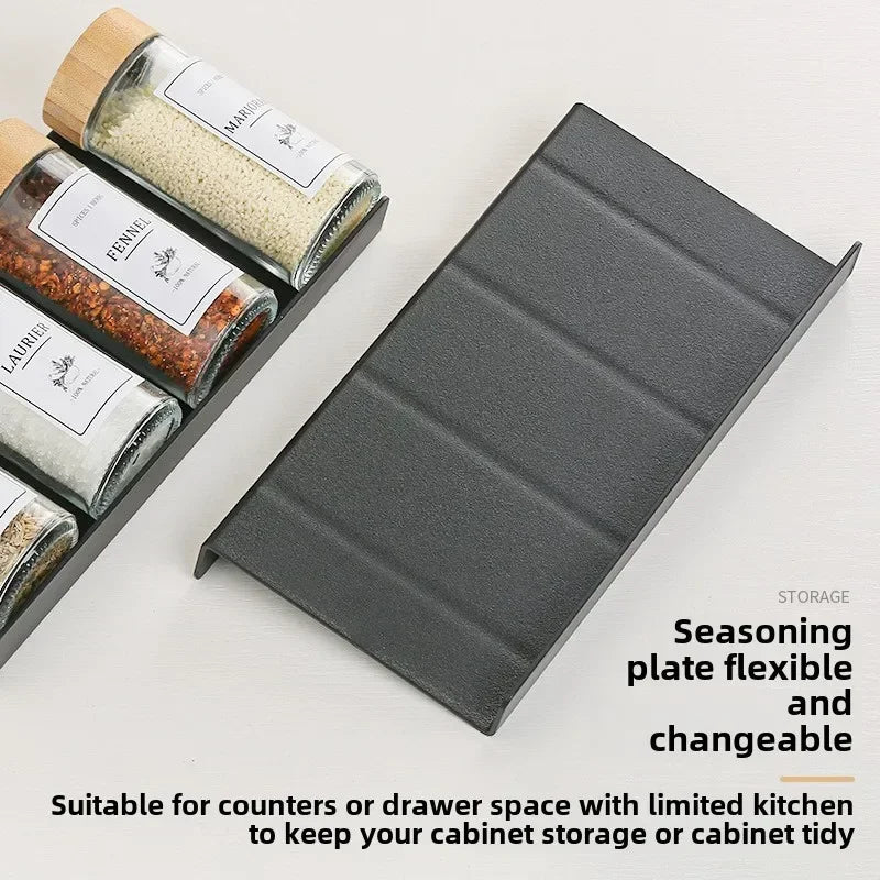 rangements épices noir blanc moderne minimaliste réutilisable plastique texture mat assaisonnement cuisine organisateur