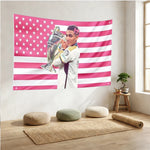 tapisserie moderne rose étoiles blanches graphique polyester lavable machine tailles variées