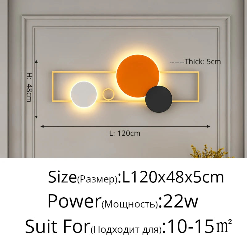 lumière murale moderne abstrait blanc noir or orange