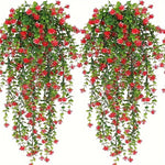 guirlandes florales artificielles suspendues rouge vert blanc décoration extérieure bohème feuilles fleurs