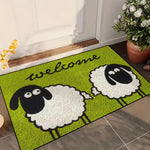 tapis bienvenue moutons welcome antidérapant polyestre doux vert blanc noir chambre salon entrée