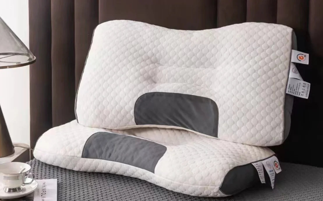 coussin massage cou blanc gris texture nid d'abeille moderne support cervical mémoire forme rectangulaire