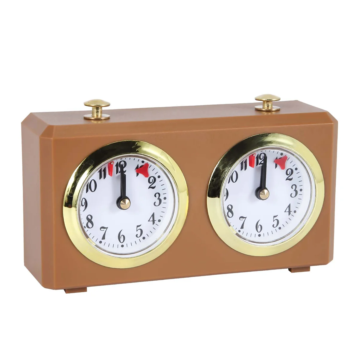 horloge jeu classique marron chiffres blancs aiguilles vintage double cadrans sans piles sophistiqué