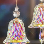 décoration extérieure boule cristal transparente dorée chaîne métallique cloche verre facettée moderne atrape soleil
