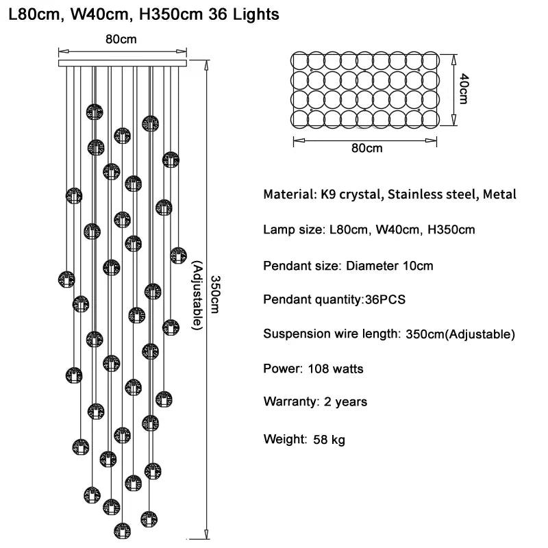 suspension lumineuse moderne cristal transparentes argentées 25 lumières