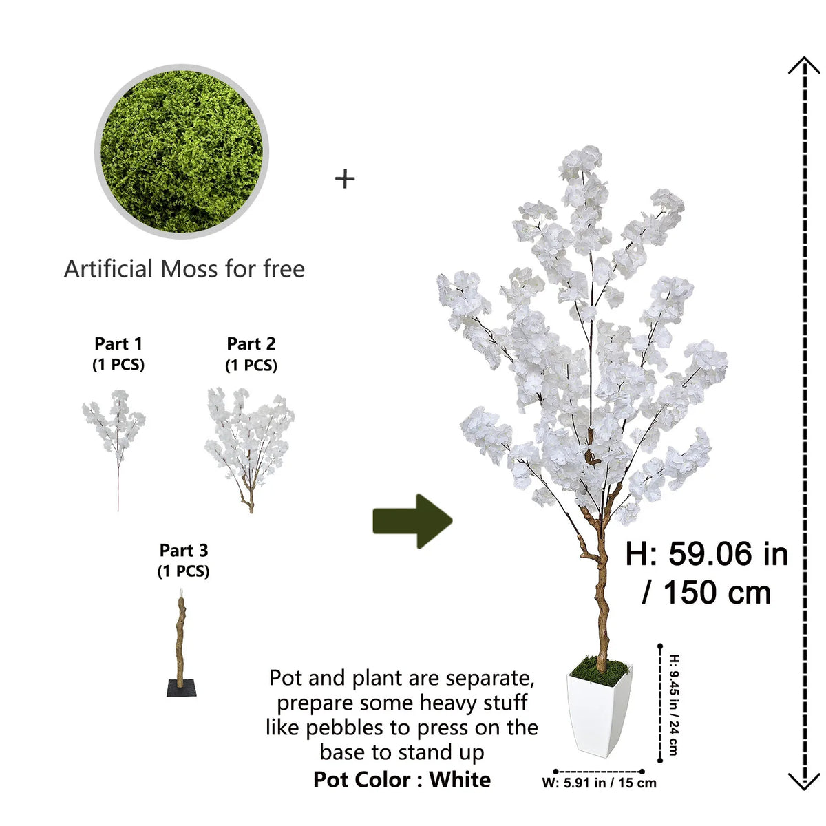 arbre artificiel fleurs rose clair moderne pot extérieur decoration maison jardins patios anniversaires