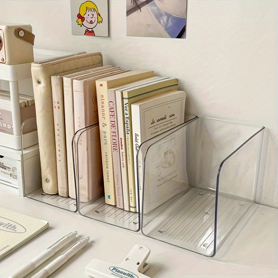 organisateur livres transparent compartiments rangement maison moderne minimaliste koreana japonais