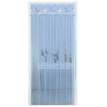 rideau porte transparent motif animaux brodés couleur bleu violet blanc enfantin