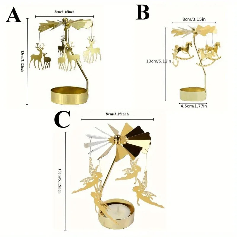 mobile bougie or chevaux cerfs fées oiseaux motifs floraux artisanal décoratif tringle inclusion métal
