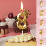 bougies chiffres or festives moderne couronne pique anniversaire mariage numérotation
