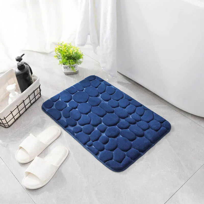 tapis bain antidérapant texture galet coton polyester moderne salle bain sol maison