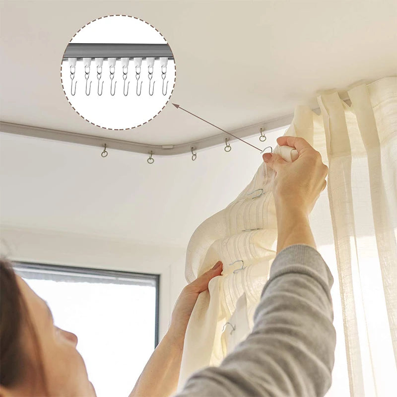 crochets rideau inoxydables forme moderne 50 pièces argentés lisses opaques tringle