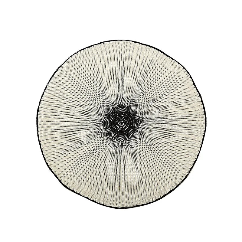 placemat moderne blanc noir rayures concentriques tissu table décoration
