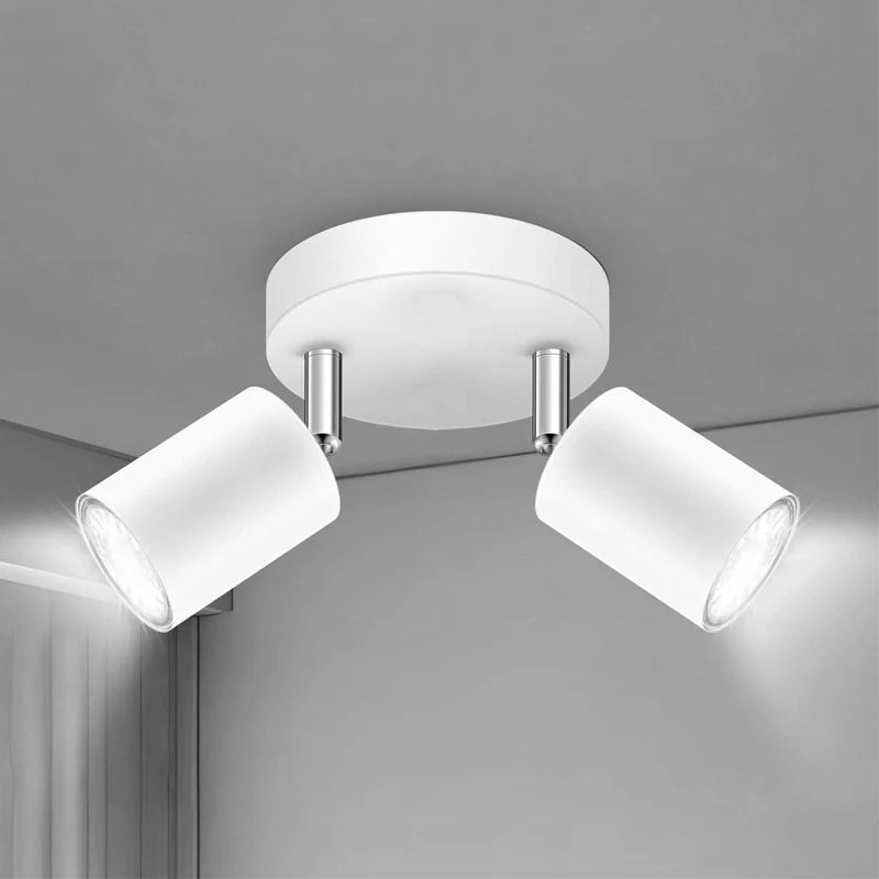 Spot moderne LED noir blanc rond lisse vis fixation ampoules économie énergie chambre salon