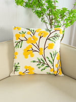 housse coussin motif floral brodé moderne 100% polyester blanc décoratif chambre canapé voiture