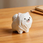 statue chien blanc texture géométrique artisanale maison cadeau anniversaire noël valentin mariage