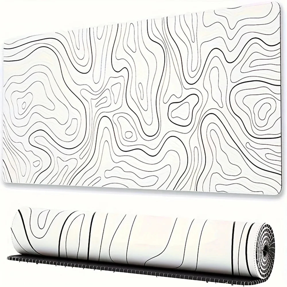 tapis souris noir blanc lignes abstrait moderne antidérapant grande taille gaming