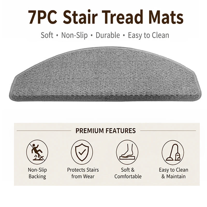 tapis d'escalier moderne antidérapant 15 pièces adhésif beige clair texture tissée polyester