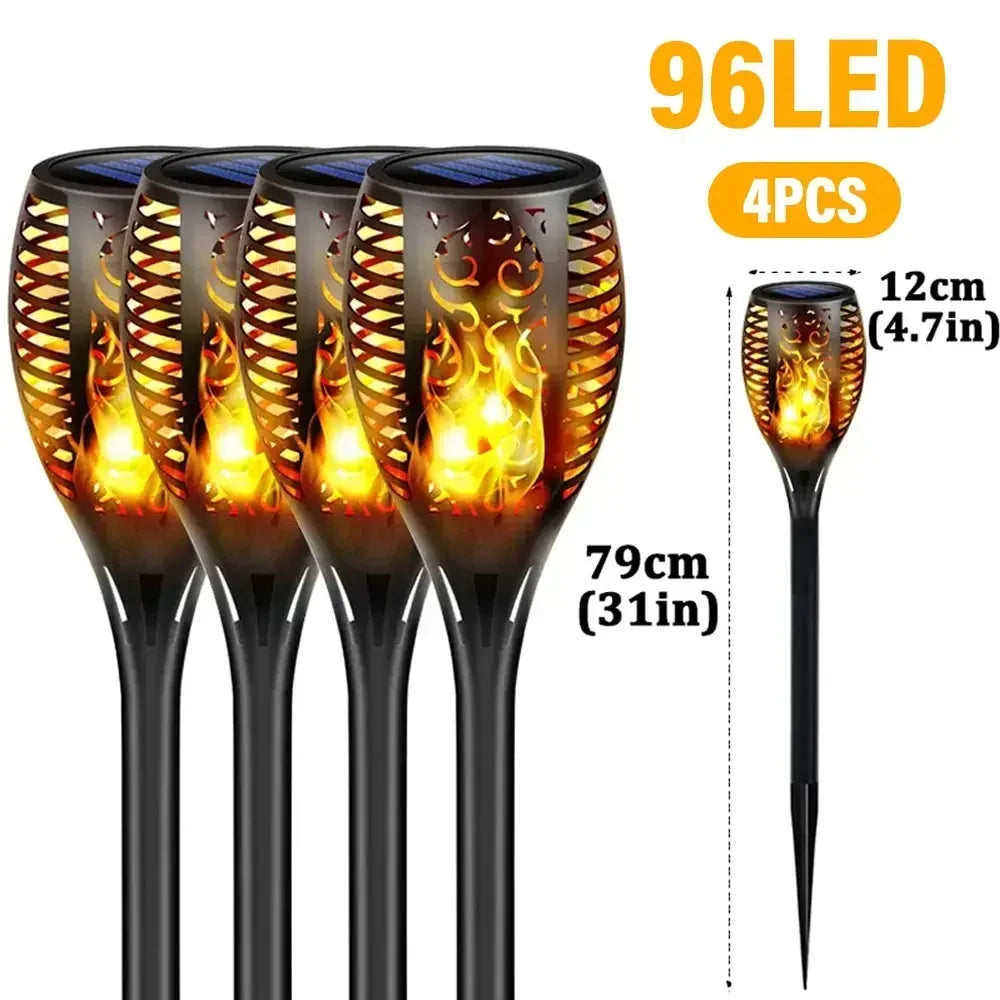 torche solaire 96 led motif floral moderne batterie intégrée ip65 fixation tringle