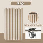 rideau douche moderne faux lin texturé beige clair gris foncé ajustable anneaux métalliques machine