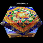 tapis traditionnel brodé patchwork géométrique couleurs vives élégant table manger
