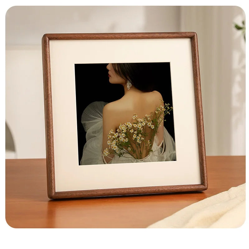 cadre photo carré bois clair simple moderne fixation 10x10cm 15x15cm 20x20cm 25x25cm 30x30cm