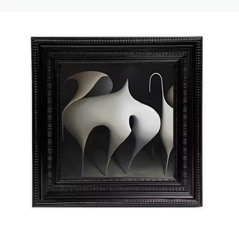 tableau moderne abstrait noir beige gris blanc marbré taches cadre toile salon décoration
