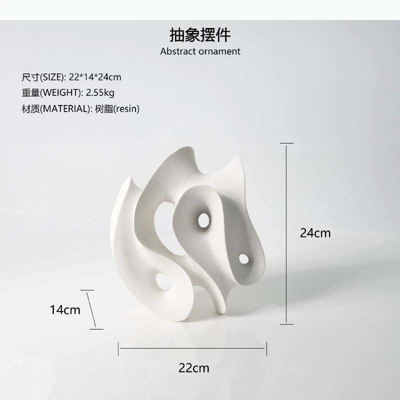 sculpture abstraite blanche contemporaine texture rugueuse décoration intérieure 22cm 14cm 24cm