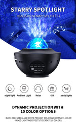 projecteur d'étoiles bluetooth télécommande veilleuse led nuit ambiance chambre transparent moderne