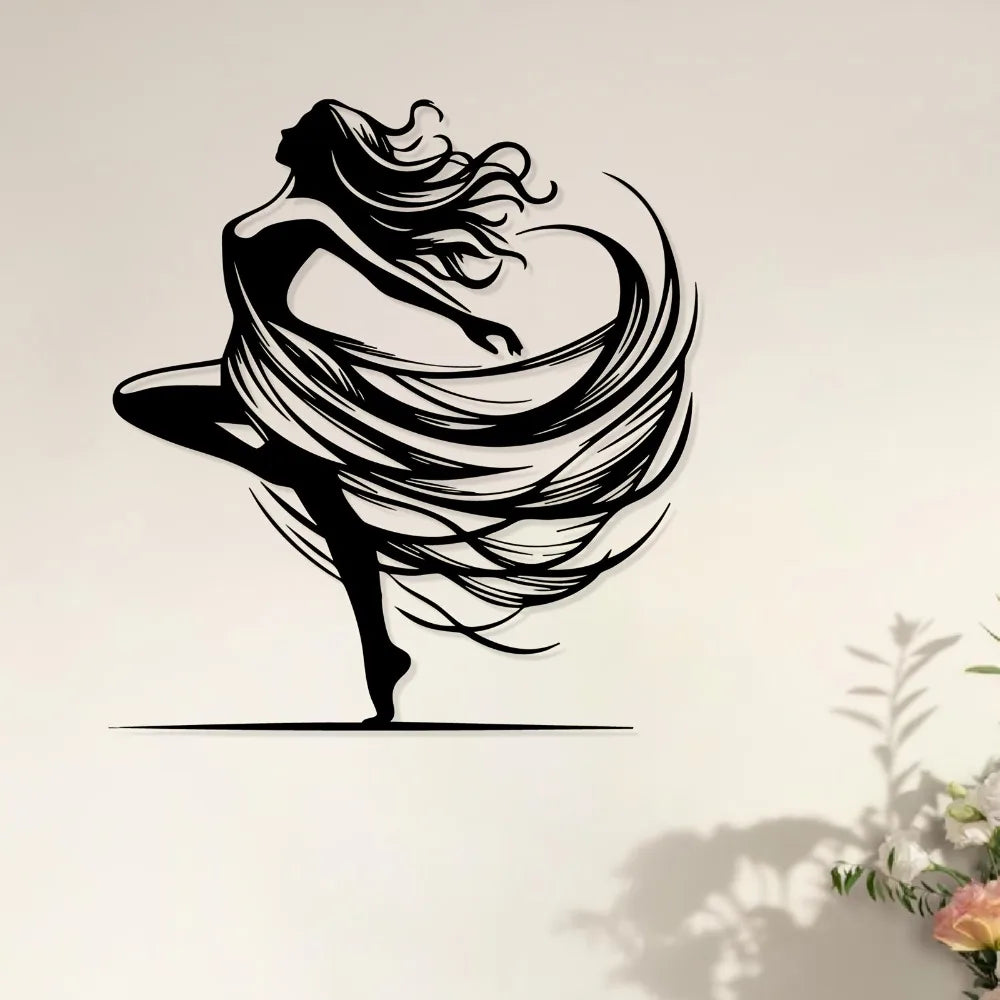 décoration murale autocollant silhouette danseuse abstraite noire minimalisteintérieur extérieur résistante 30x30cm