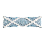 coussin decoratif bleu blanc motif geometrique moderne boho chic amovible lavable tassel adhésif coton