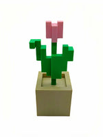 décoration murale pixel art pot fleur vert rouge rose beige