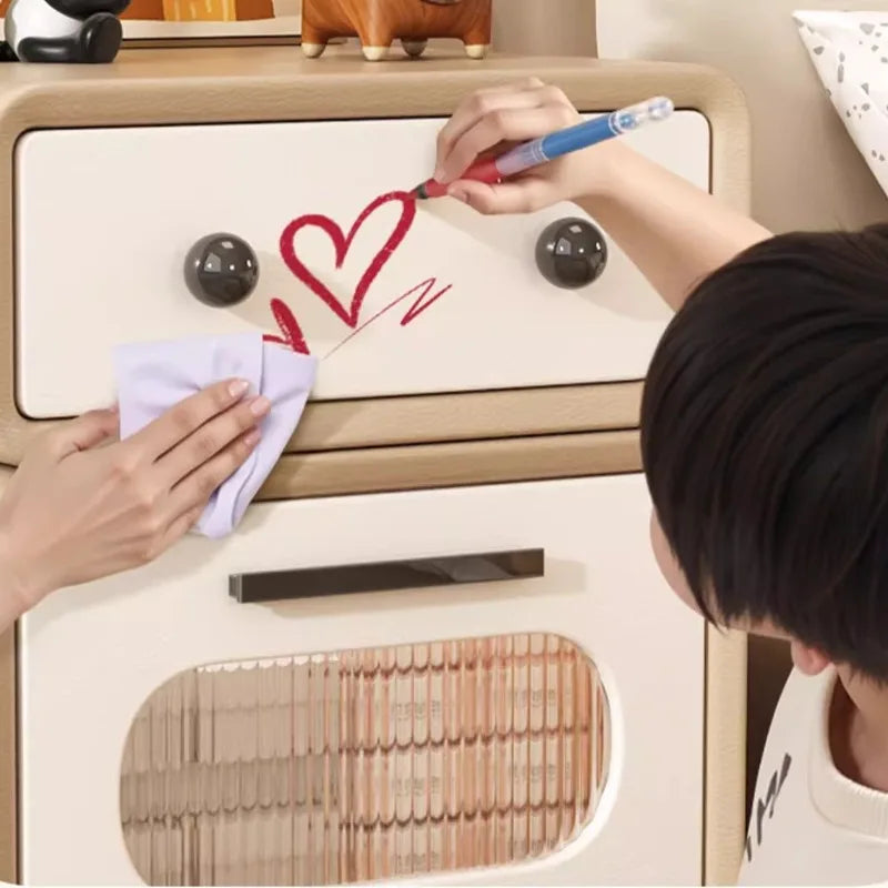 meuble rangement bois massif pin moderne double porte beige clair enfant tiroir grille poignées