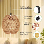 lampe suspendue moderne naturelle tissée interrupteur rotatif câble noir ampoules led 4.5m cable opacité