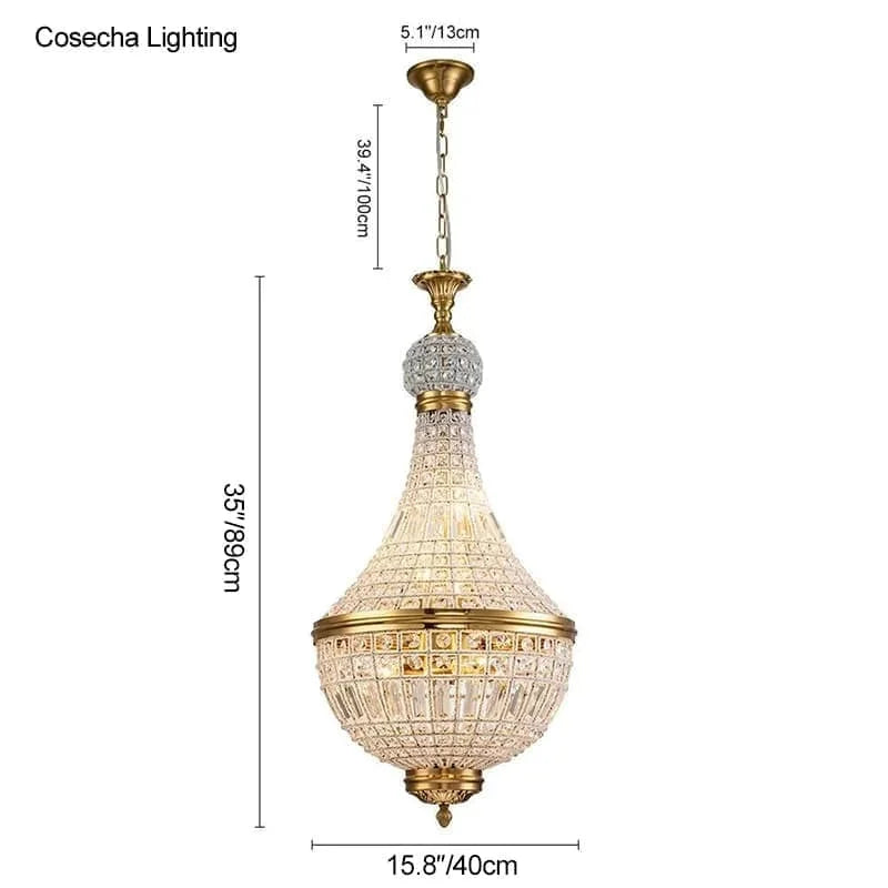 lustre suspension vintage doré cristal élégant rétro strass transparent chambre salle manger