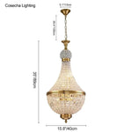 suspension lumineuse cristal dorée élégante classique brillants transparents chambre salon