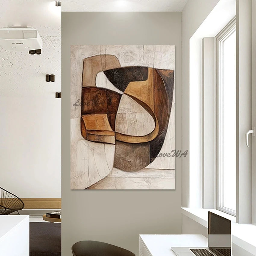 tableau abstrait moderne peinture l'huile toile sans cadre géométrique intérieur décoration chambre salon