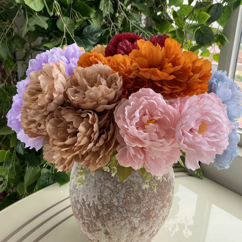 bouquet fleurs artificielles pivoines roses vintage décoration mariage anniversaire intérieur