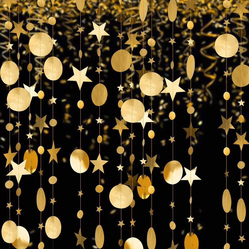 guirlande or argent étoiles paillettes festives moderne anniversaire mariage deco chambre fil suspension disco