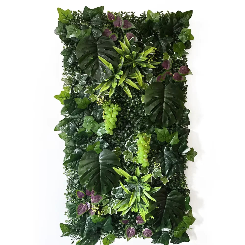 panneau mural artificiel herbe feuilles vert moderne décoration extérieur accroché maison festive