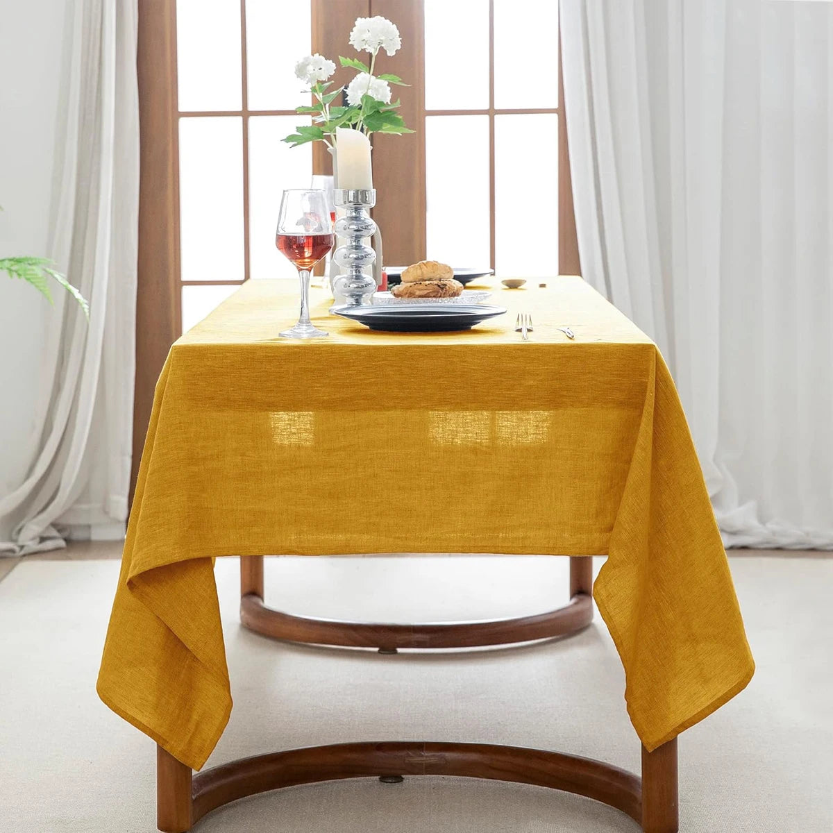 nappe table polyester rose jaune vert olive texture lin moderne imperméable mariage fête kitchen