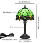 lampe table tiffany verre vert noir jaune libellules motif opalescent moderne chambre salon