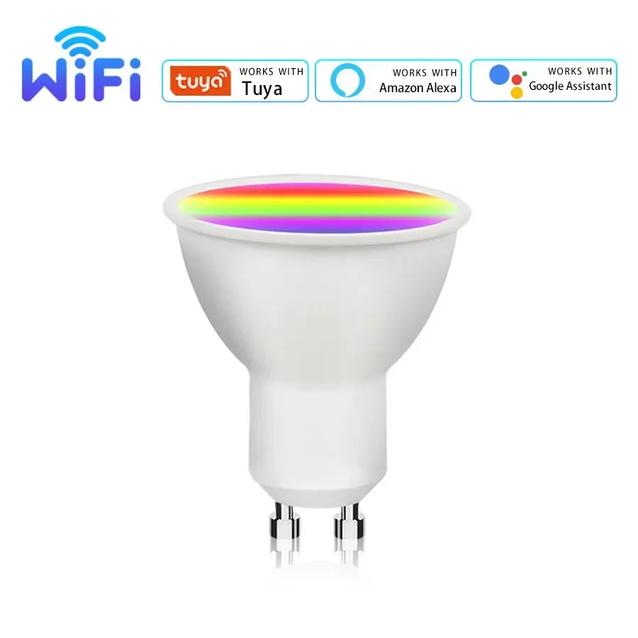 ampoule led wifi 5w 7w 9w gu10 projecteur blanc moderne télécommande application mobile