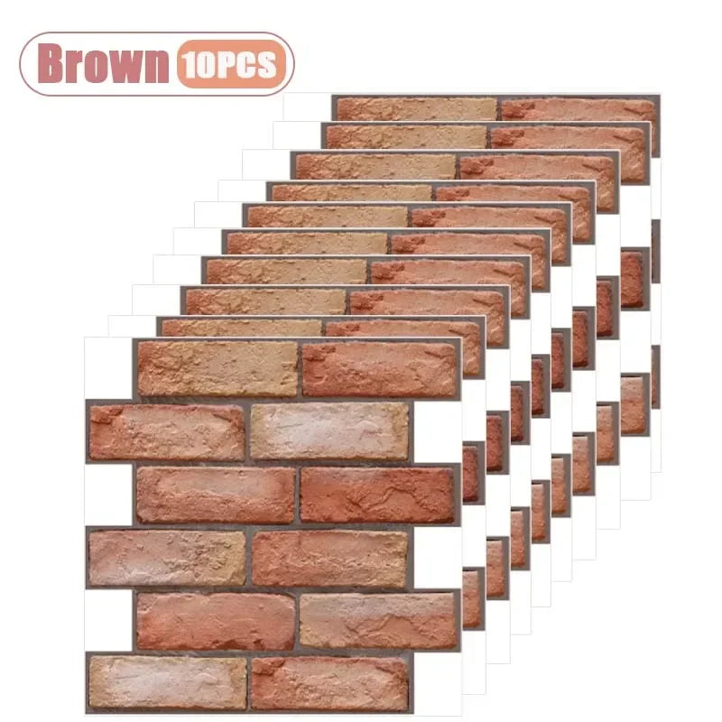 panneau decoratif mural brique texture moderne resistant eau adhesif marron gris beige