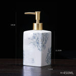 distributeur savon liquide céramique blanc bleu fleurs classique salle bains 280ml 450ml