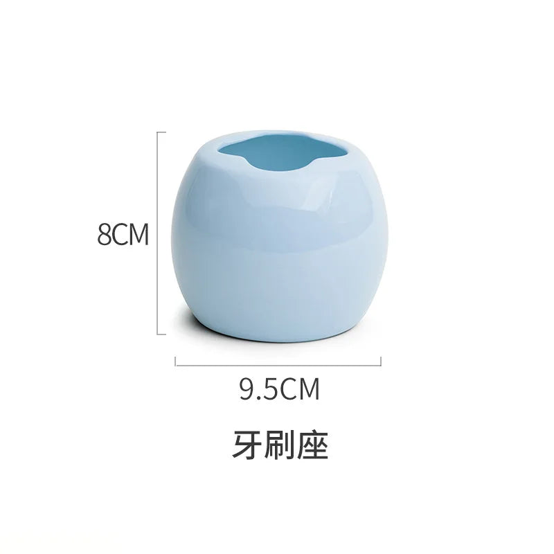 ensemble accessoires salle bain porcelaine moderne distributeur savon gobelet porte brosse dents